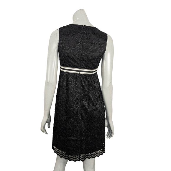 ANNA SUI V-neck Lace Empire Waist Dress Sleeveless in Black Size 4 - Picture 4 of 9